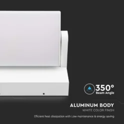 17W LED væglampe, roterbar, hvid, IP65, 3000K, 350° justerbar, udendørs