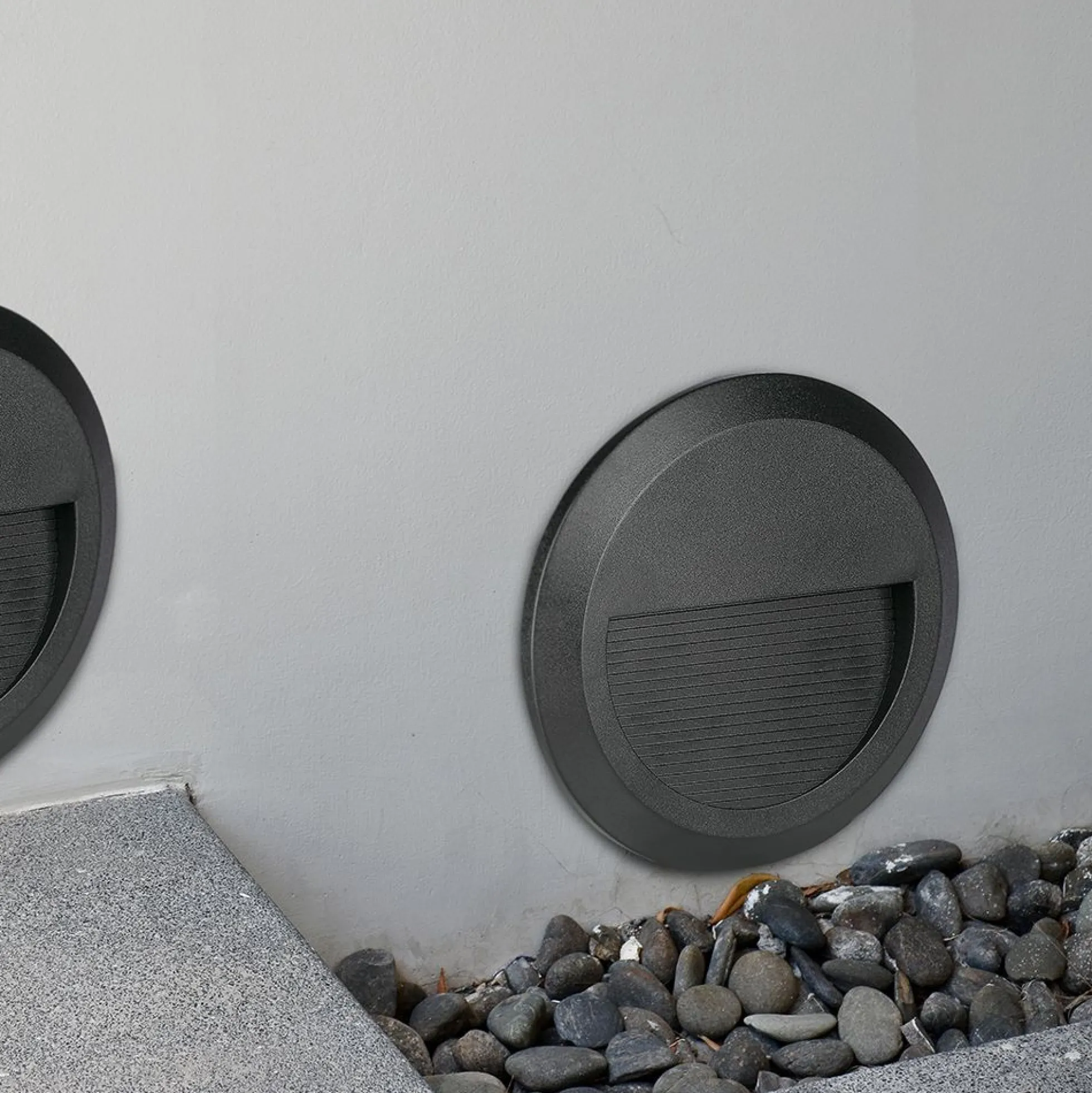 2W LED væglampe til trapper, rund, sort, 4000K, 80 lumen, Ø15 cm, til indendørs og udendørs brug