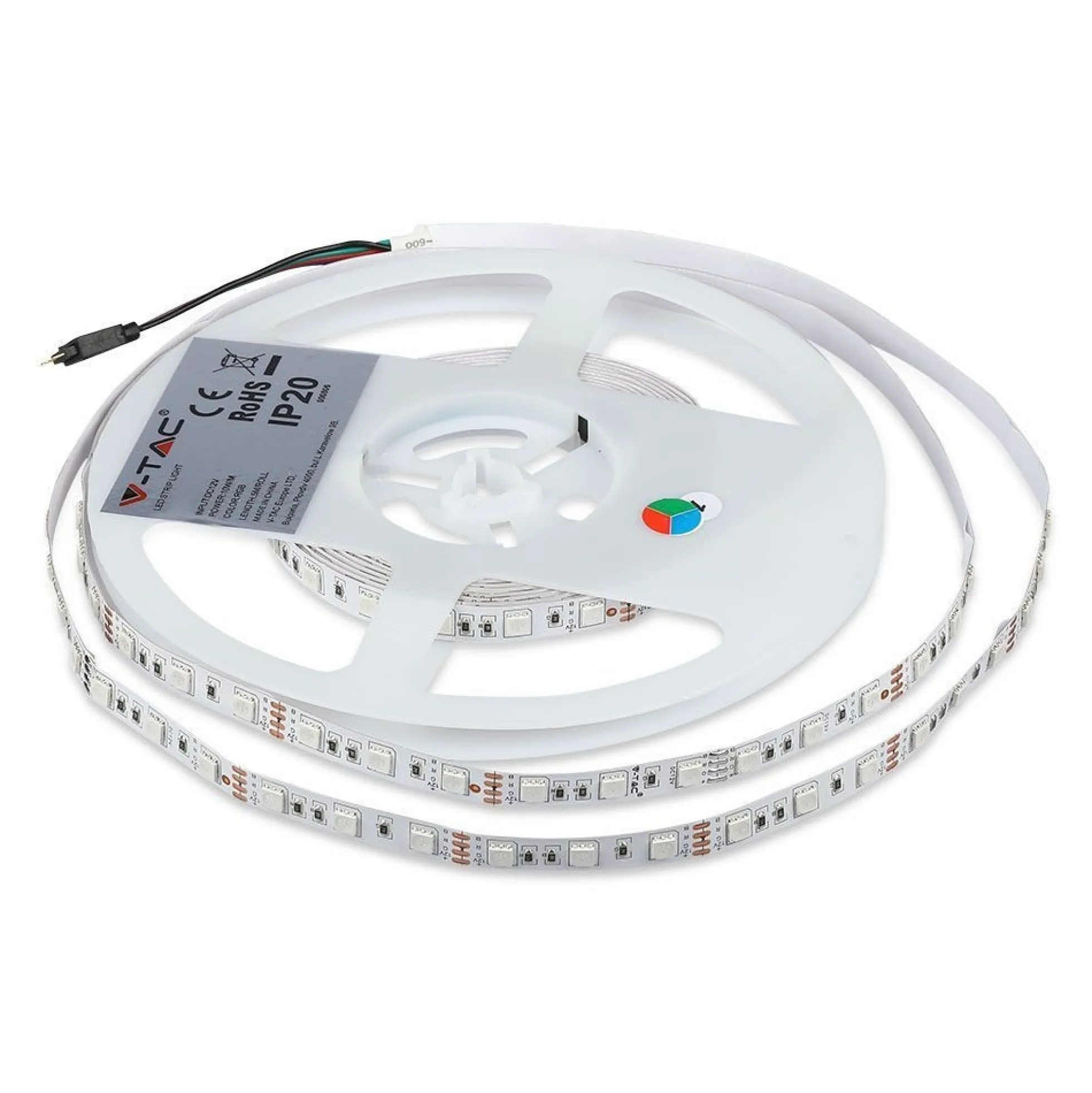 7W/m RGB LED strip sæt, 5 meter, 12V DC, IP20, 60 LED pr. meter - V-Tac