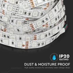 7W/m RGB LED strip sæt, 5 meter, 12V DC, IP20, 60 LED pr. meter - V-Tac