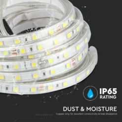 9W/m stænktæt LED strip, 24V DC, IP65, 60 LED pr. meter, 5 meter