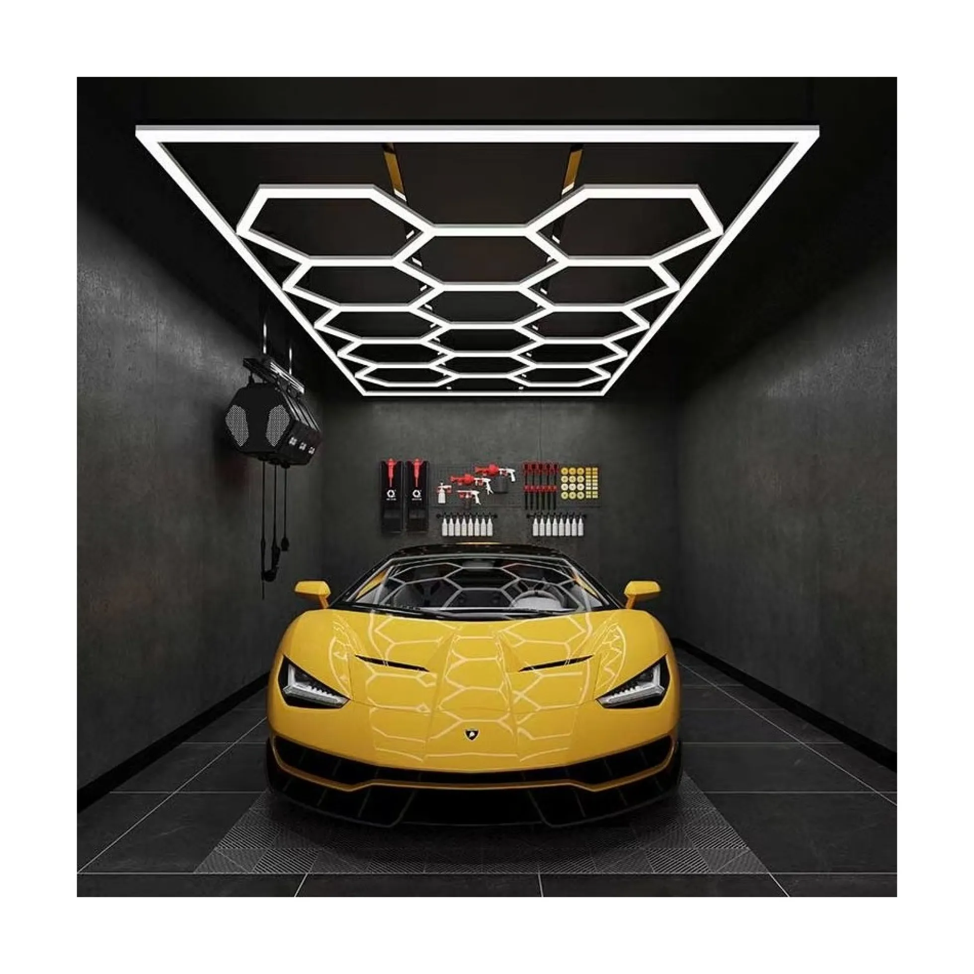 591W RA95 Hexagon LED 14 felter + ramme komplet sæt, Inkl. strømtilslutning, Ikke dæmpbar, 4000K