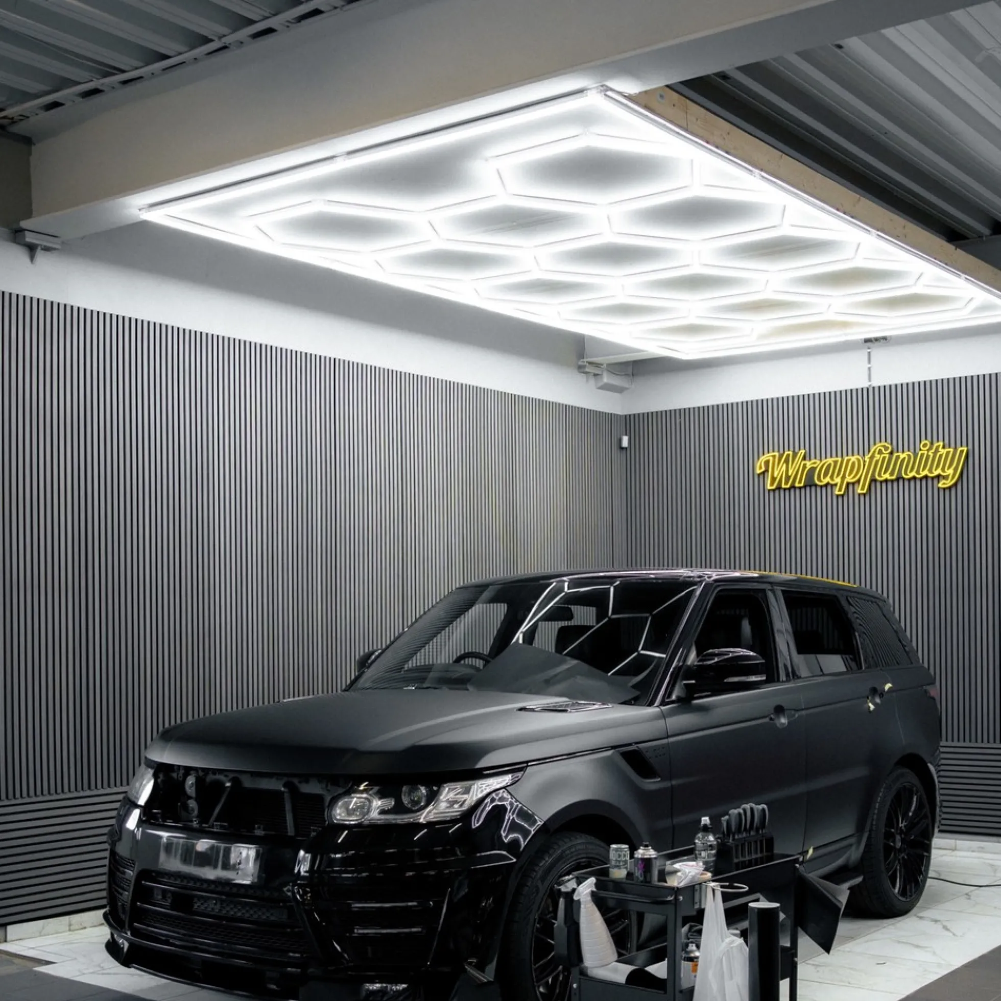 591W RA95 Hexagon LED 14 felter + ramme komplet sæt, Inkl. strømtilslutning, Ikke dæmpbar, 4000K