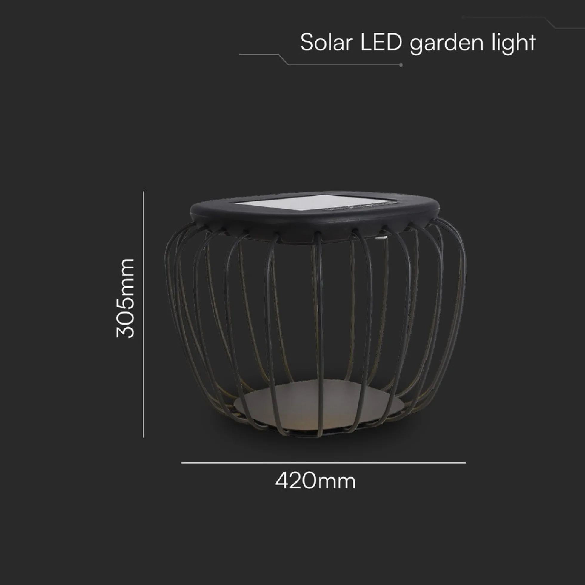 1W Solara designer have/bordlampe - Solcelle, IP44, sort, lantern-formet, 3000K+6000K, inkl. lyskilde - CCT (Varm til Kold Hvid)