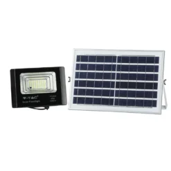 6W Solara LED projektør med solcelle, IP65, 6400K, inkl. fjernbetjening og solcellepanel, kold - Aluminium