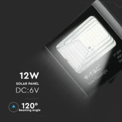 6W Solara LED projektør med solcelle, IP65, 6400K, inkl. fjernbetjening og solcellepanel, kold - Aluminium
