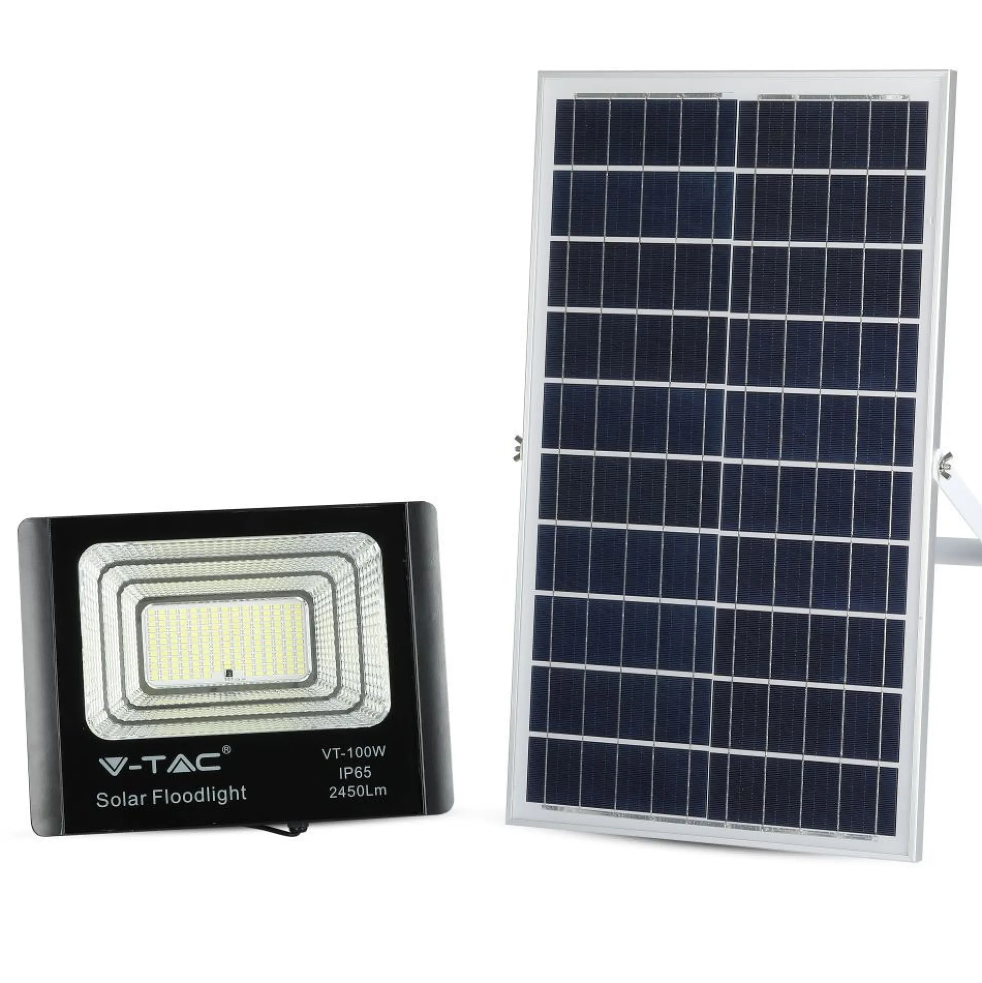 35W Solara LED projektør med solcelle, DC 6.4V, 2450lm, IP65, sort, inkl. fjernbetjening - Kulør: Neutral