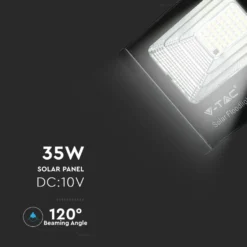 35W Solara LED projektør med solcelle, DC 6.4V, 2450lm, IP65, sort, inkl. fjernbetjening - Kulør: Neutral