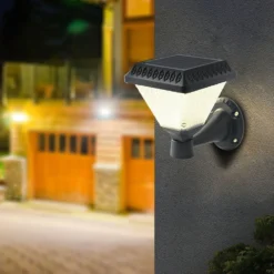 0,8W Solara LED væglampe med solcelle og fjernbetjening, CCT, IP44, sort, inkl. sensor, 3-i-1 kulør