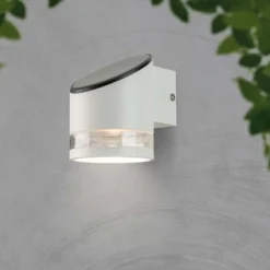 1W Solara væglampe med solcelle, 3000K, hvid, IP54, 70lm, batteri og solpanel