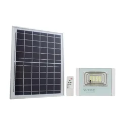 25W solcelledrevet LED projektør, 550lm, IP65, sort, inkl. solpanel og fjernbetjening, kold hvid - Kulør 6400K