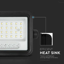 50W solcelle LED projektør, 700lm, CCT 2000K-8000K, batteriindikator, sort, udendørs
