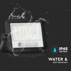 50W solcelle LED projektør, 700lm, CCT 2000K-8000K, batteriindikator, sort, udendørs