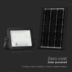 50W solcelle LED projektør, 700lm, CCT 2000K-8000K, batteriindikator, sort, udendørs