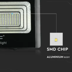 20W solcelle LED projektør, 1650lm, IP65, 6000K, sort, inkl. solpanel og fjernbetjening - Kulør: Kold