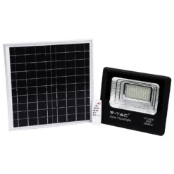20W solcelle LED projektør, 1650lm, IP65, 6000K, sort, inkl. solpanel og fjernbetjening - Kulør: Kold