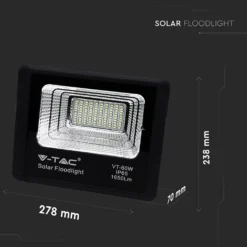 20W solcelle LED projektør, 1650lm, IP65, 6000K, sort, inkl. solpanel og fjernbetjening - Kulør: Kold