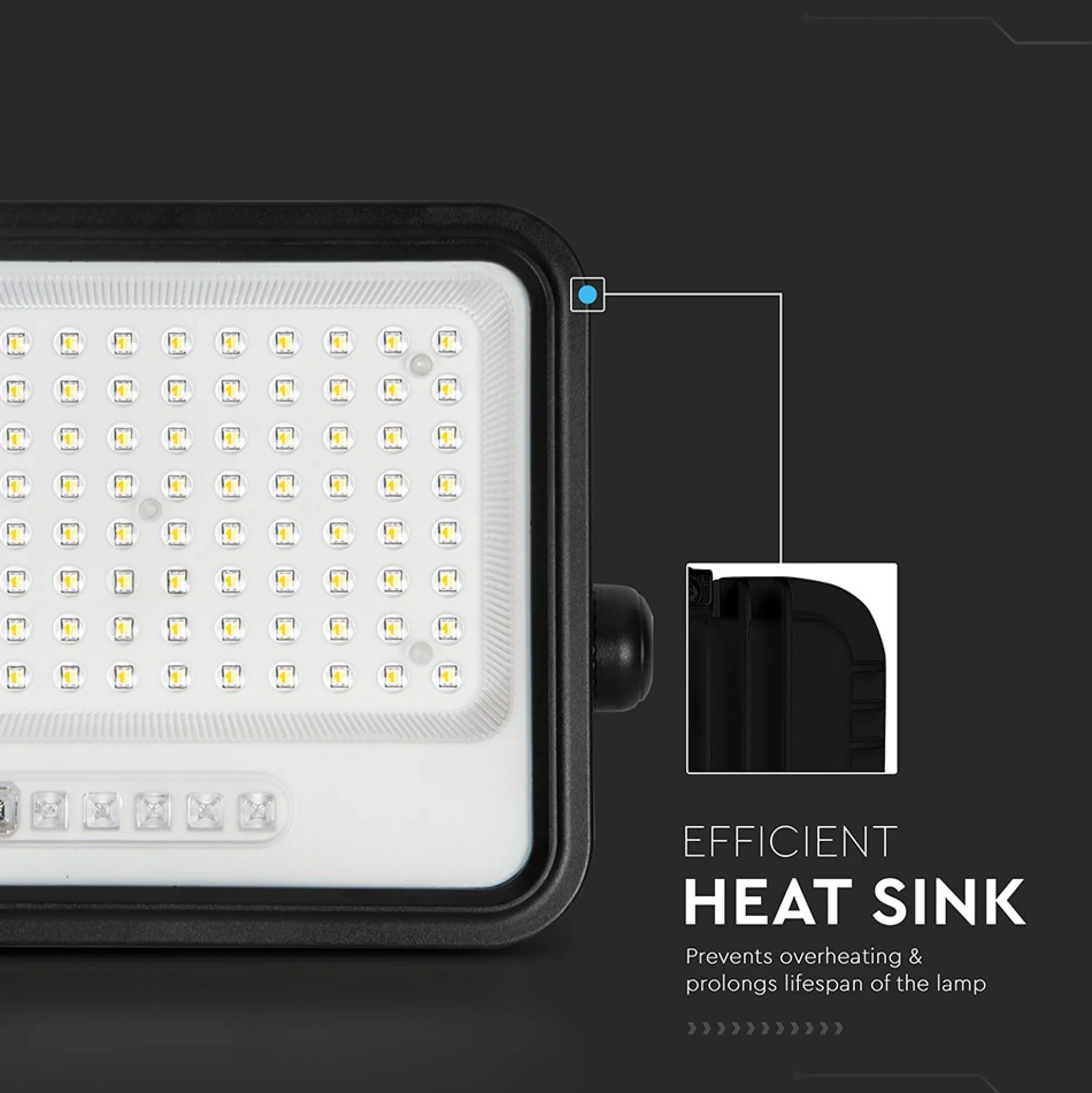 10W solcelle LED projektør, 1700lm, IP65, med solcelle og sensor