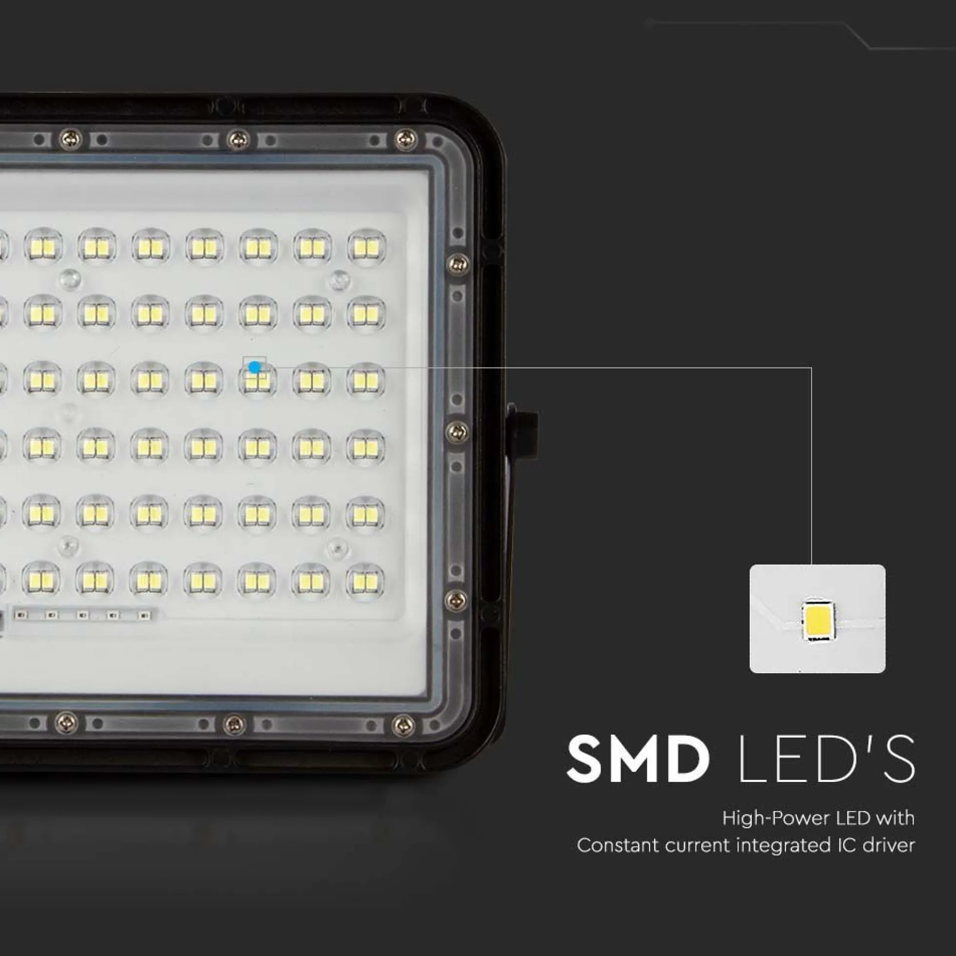 120W solcelle LED projektør med panel, 1200lm, IP65, inkl. fjernbetjening, sort, udendørs, 6400K - Kulør