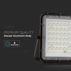 120W solcelle LED projektør med panel, 1200lm, IP65, inkl. fjernbetjening, sort, udendørs, 6400K - Kulør