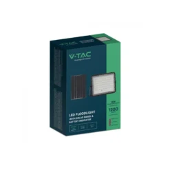 15W solcelle projektør LED, IP65, 1200 lumens, 4000K, 235 x 180 mm, sort - V-Tac