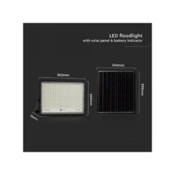 30W solcelle projektør LED, IP65, sort, inkl. solcelle, fjernbetjening, indbygget batteri, neutral hvid - V-Tac