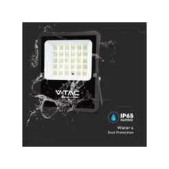20W solcelle projektør LED, IP65, sort, inkl. solcelle og fjernbetjening, 4000K