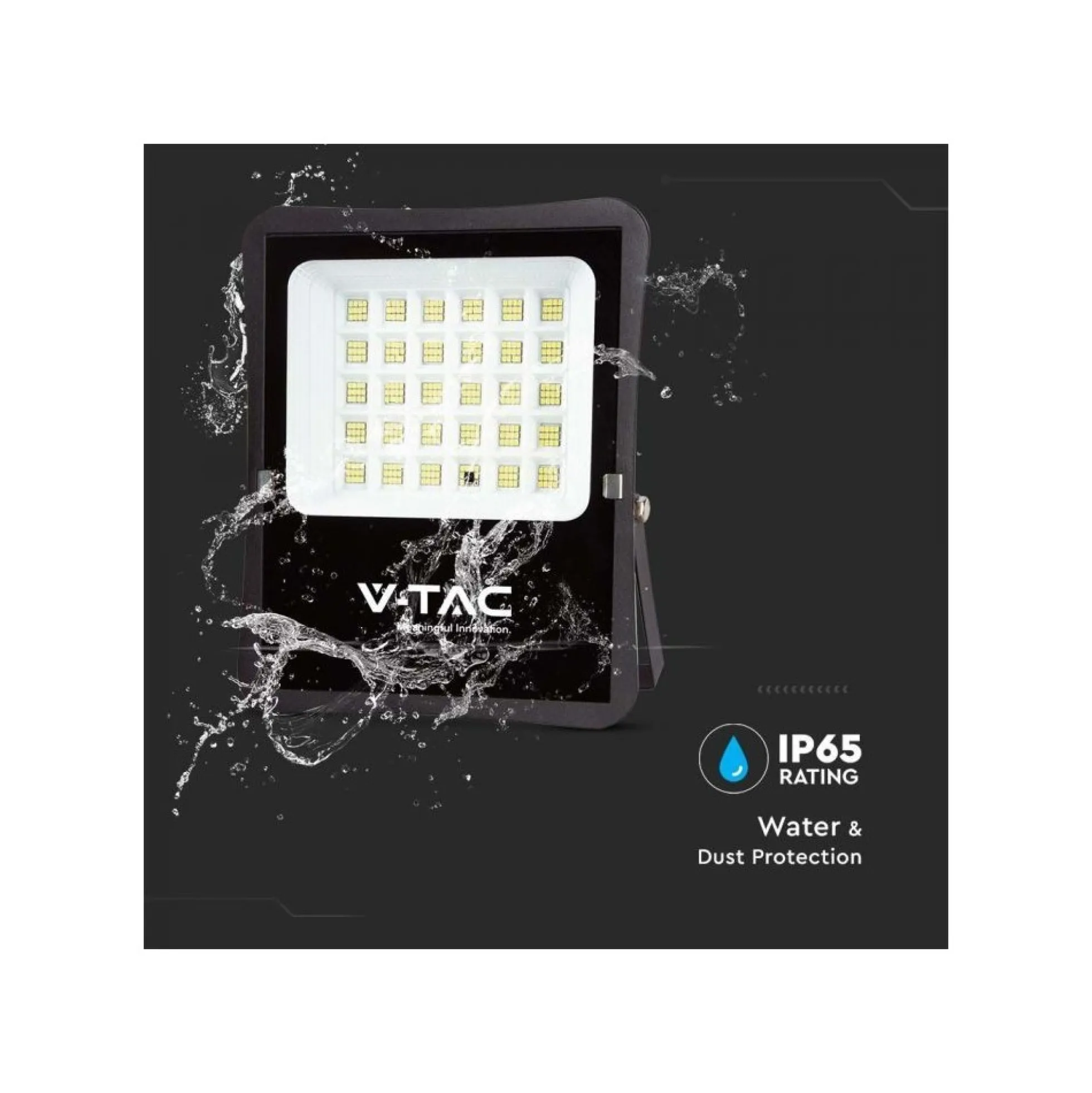 50W Solcelle projektør LED, IP65, sort, 4200 lumen, 4000K, 120 graders spredning, 437 x 356 mm - V-Tac