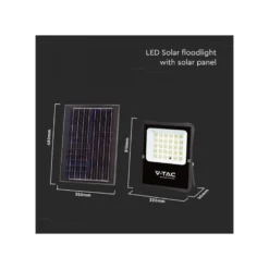 50W Solcelle projektør LED, IP65, sort, 4200 lumen, 4000K, 120 graders spredning, 437 x 356 mm - V-Tac