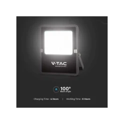 50W Solcelle projektør LED, IP65, sort, 4200 lumen, 4000K, 120 graders spredning, 437 x 356 mm - V-Tac