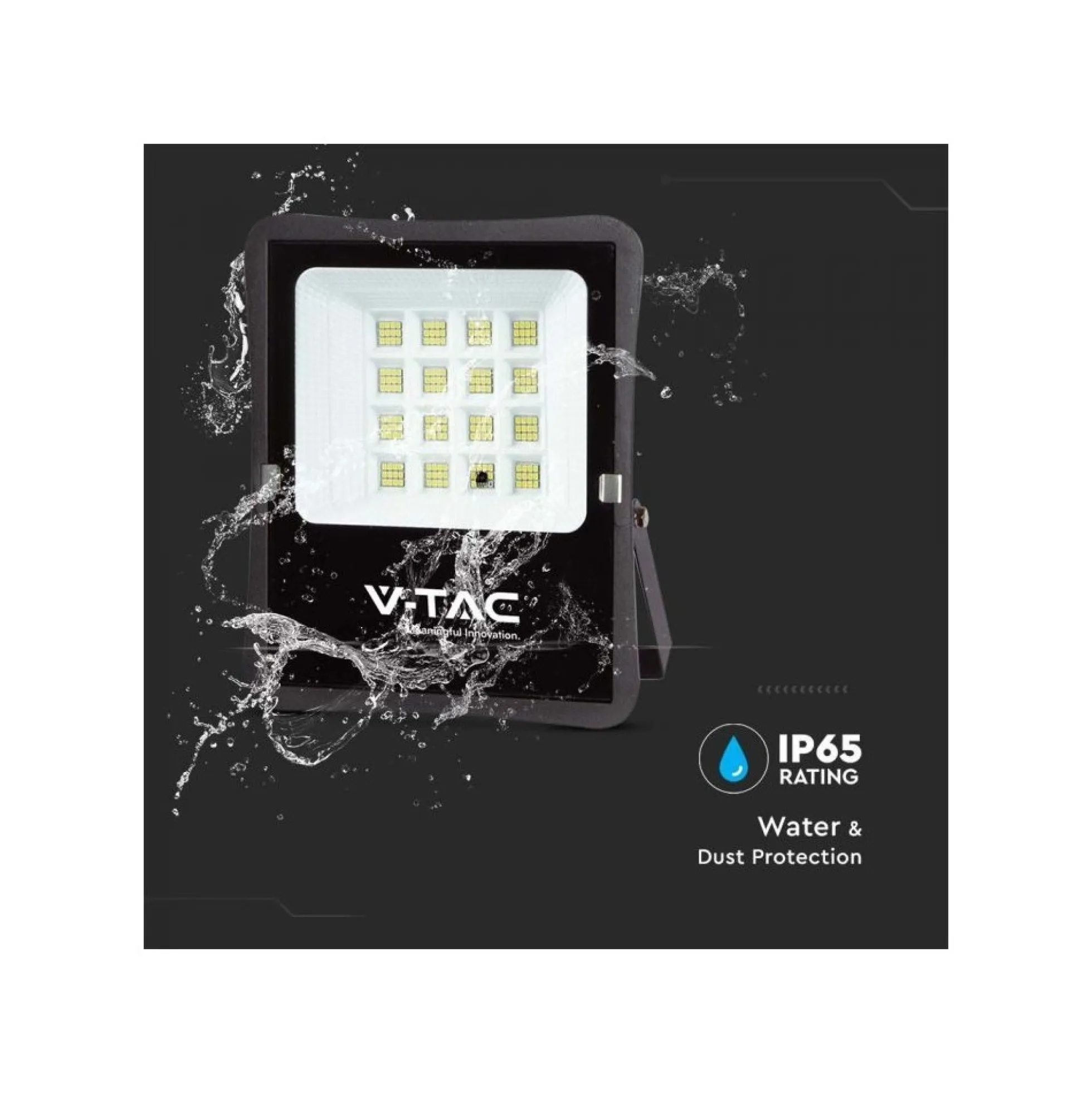 12W solcelle projektør LED, IP65, sort, inkl. solcelle, fjernbetjening, neutral kulør - V-Tac