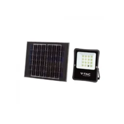 12W solcelle projektør LED, IP65, sort, inkl. solcelle, fjernbetjening, neutral kulør - V-Tac