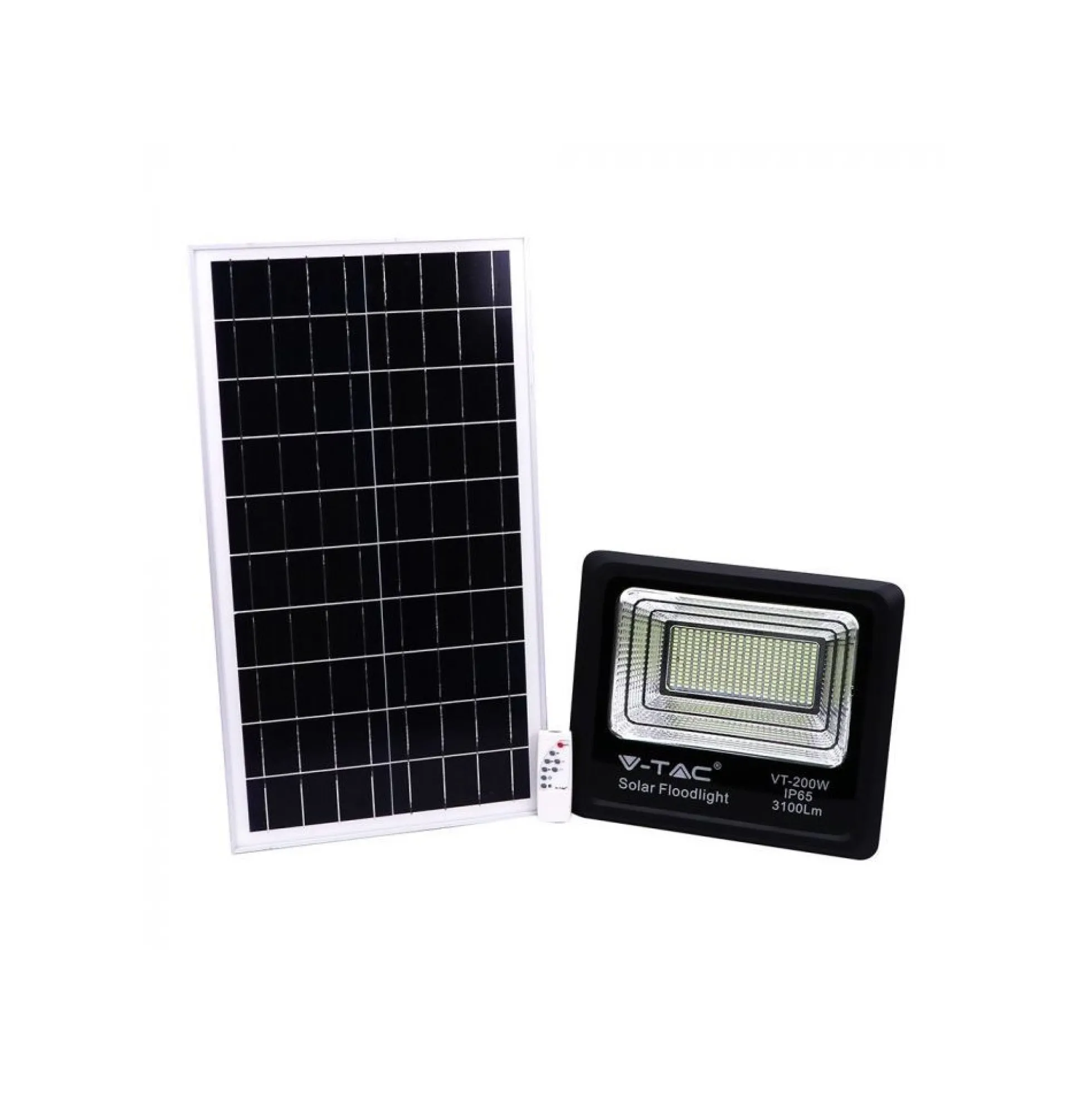 40W solcelle projektør LED, IP65, sort, inkl. solcelle og fjernbetjening, neutral kulør