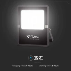 200W solcelle projektør med sensor og fjernbetjening, 1600lm, IP65, 15000mAh batteri, 4000K, 100° spredning, 260mm bredde, 215mm dybde, 50mm højde