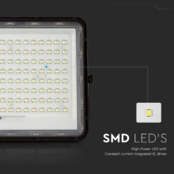 20W solcelle projektør, med sensor og fjernbetjening, 1800 lumen, IP65, 6400K, sort kabinet