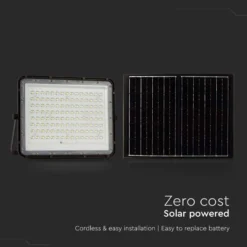 20W solcelle projektør, med sensor og fjernbetjening, 1800 lumen, IP65, 6400K, sort kabinet