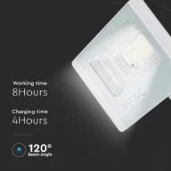 50W solpanel LED projektør, 6400K, IP65, 4200 lumen, 120° spredning, hvidt hus