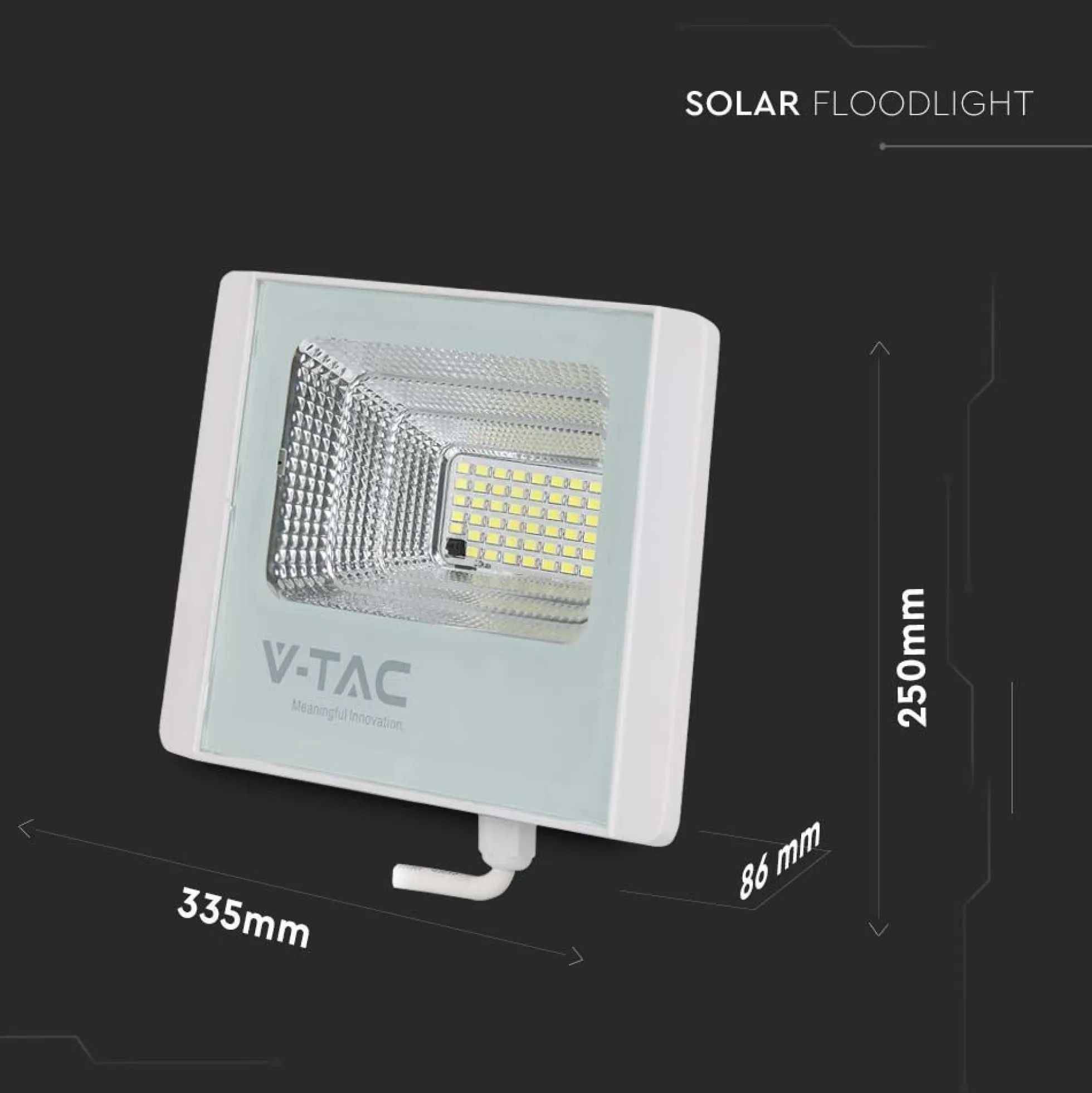 35W solpanel med LED projektør, 4000K, hvidt hus
