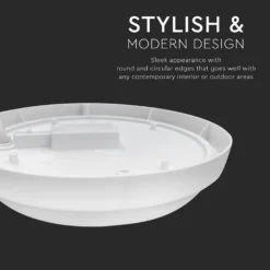 18W udendørs væg/loftlampe, IP54, Ø19,5cm, højde 3,8cm, skotlampe, 3000K