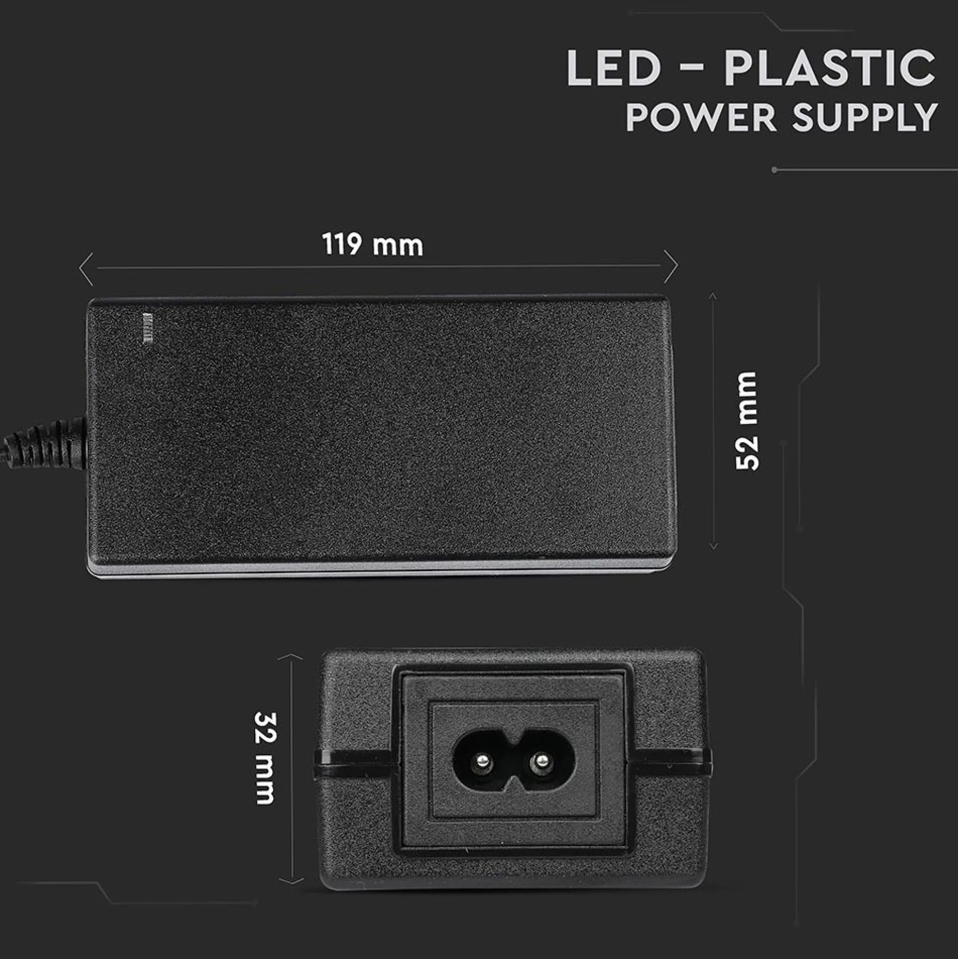 78W / 12V DC strømforsyning til LED strips, 6.5A, IP44 vådrum