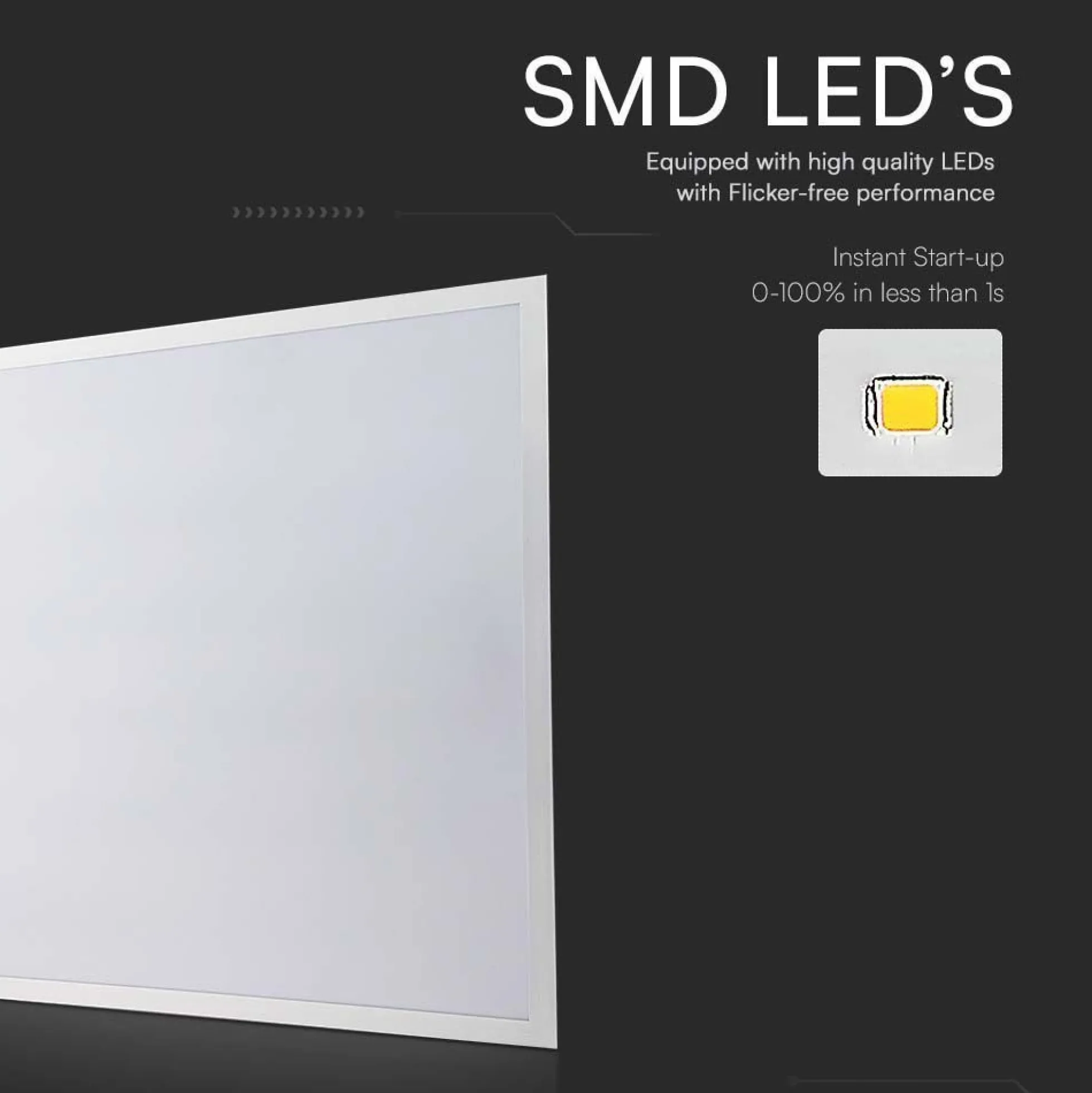 60x60 bagbelyst LED panel, 36W, ikke dæmpbar, Aluminium+PC, 6500K (udgået)