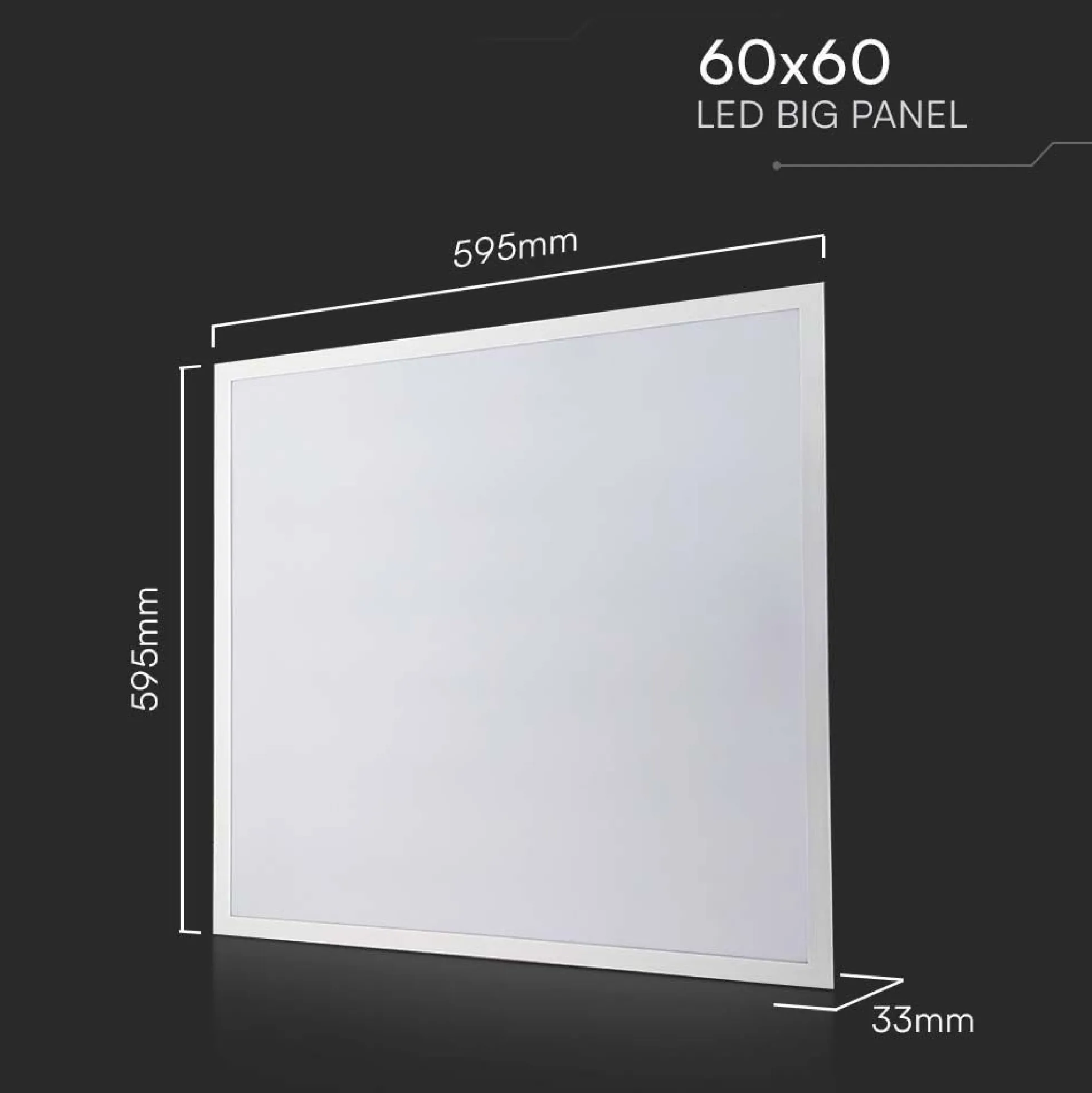 60x60 bagbelyst LED panel, 36W, ikke dæmpbar, Aluminium+PC, 6500K (udgået)