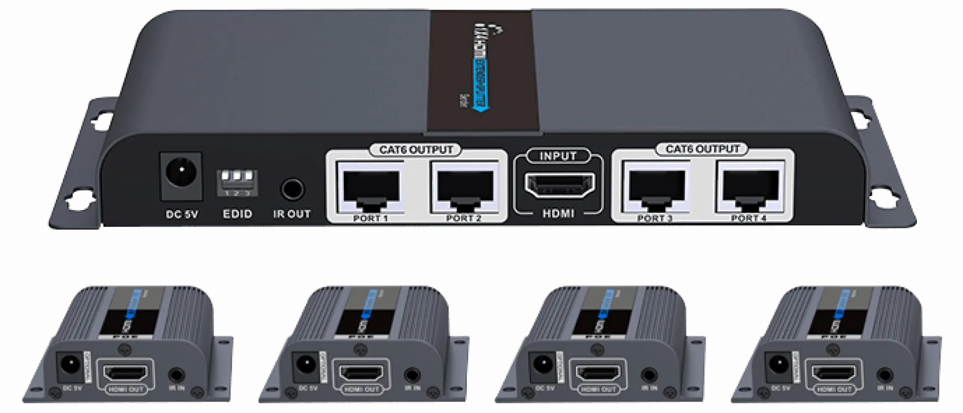 1X4 HDMI Forlænger Splitter over CAT6/6a/7 40m med IR pass-back