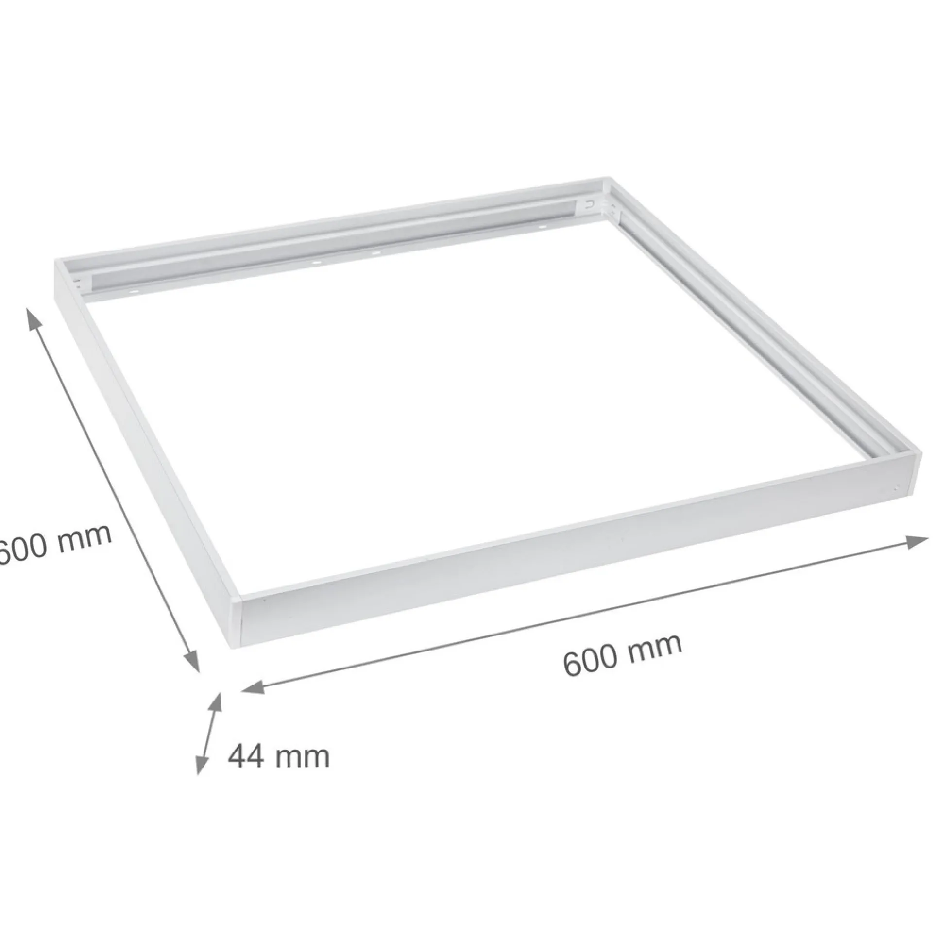 60x60 LED panelramme med hurtig samling, plastikhjørner, skruefri montering og hvid kant