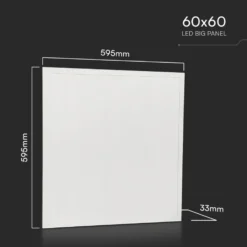 60x60 LED panel, 25W, højde 33mm, 180 lm/w, hvid kant, ikke dæmpbar, neutral
