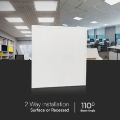 60x60 LED panel, 25W, højde 33mm, 180 lm/w, hvid kant, ikke dæmpbar, neutral