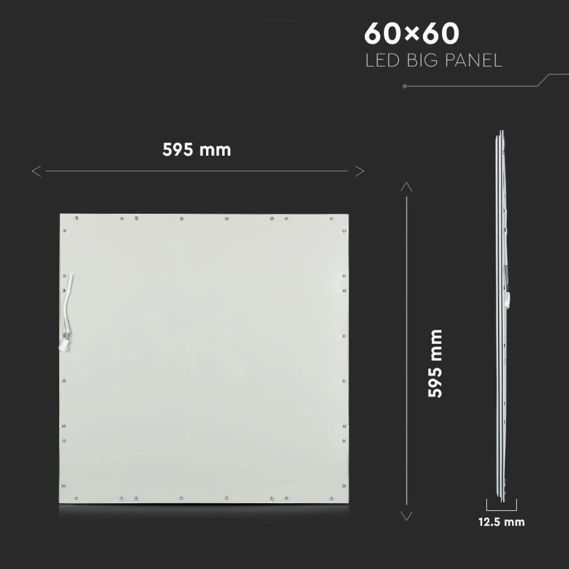 60x60 LED panel, 40W, højde: 12,5 mm, 124 lm/W, hvid kant, dæmpbar: ved tilkøb, kulør: 6500K