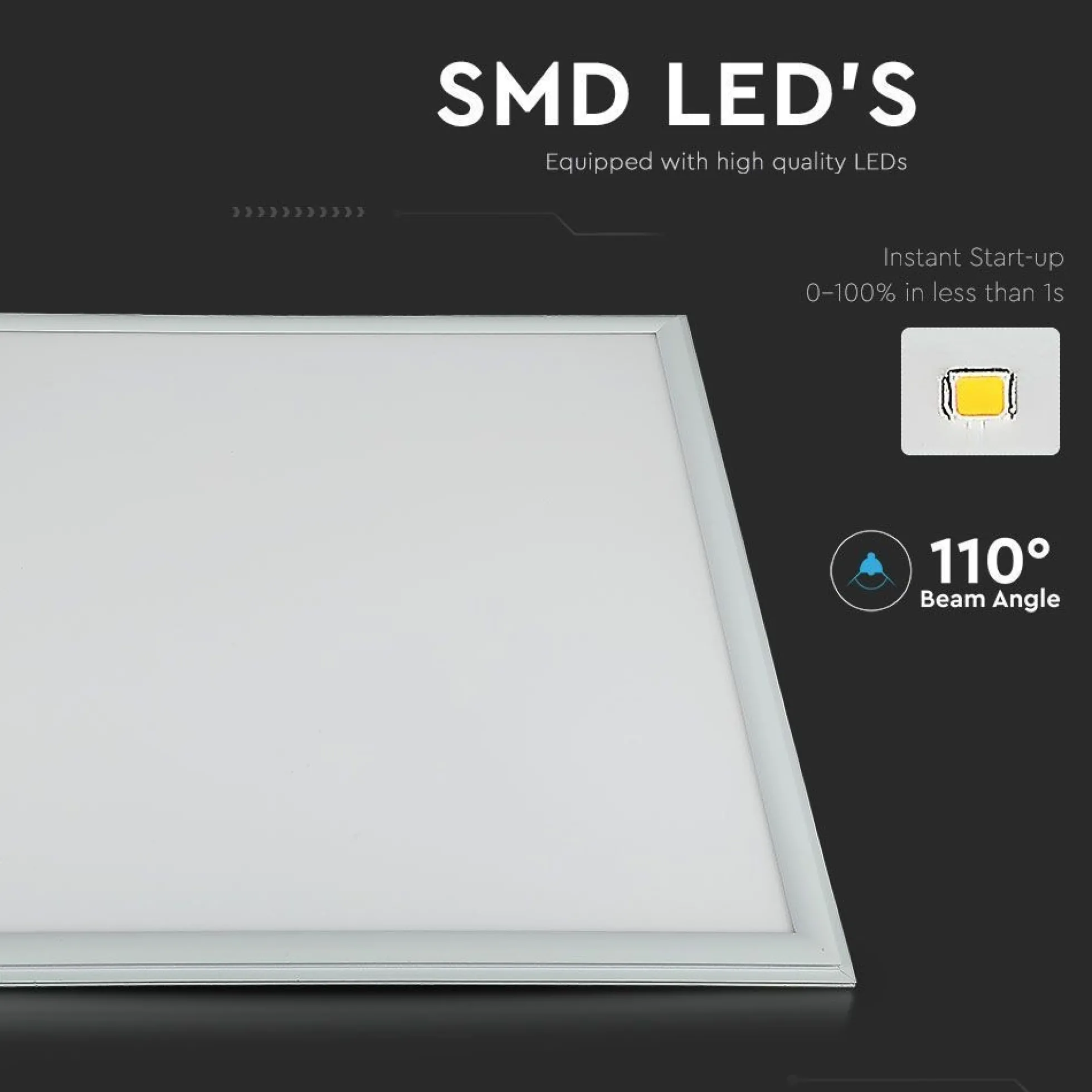 60x60 LED panel, 40W, højde: 12,5 mm, 124 lm/W, hvid kant, dæmpbar: ved tilkøb, kulør: 6500K